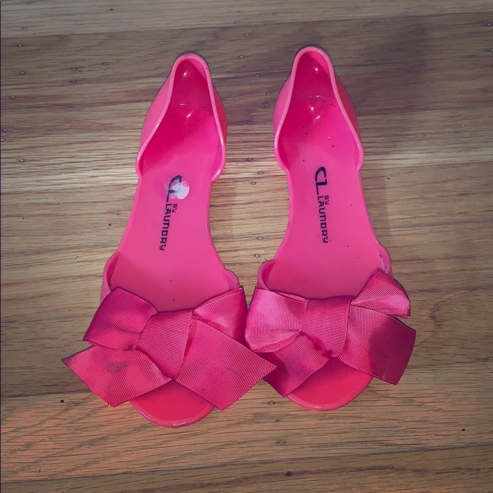 CL by Laundry Pink Jelly Flats w/bows